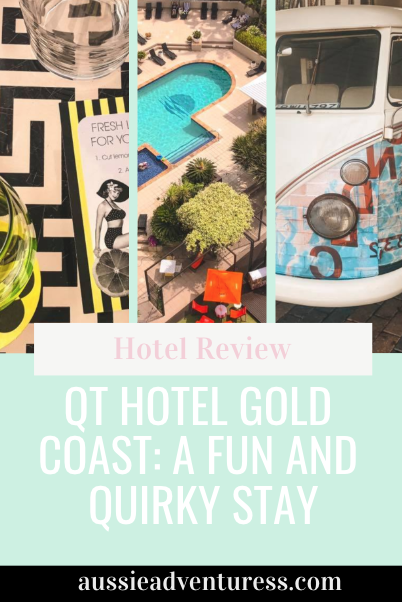 Hotel Review - QT Hotel Gold Coast. If you're planning a trip to the GC anytime soon be sure to consider staying at this super fun and quirky hotel. Here's some of the reasons why. #GoldCoastHotel #HotelReview #QTGoldCoast